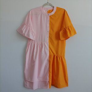 Shein Women's Orange and Pink Color Block Dress Size L